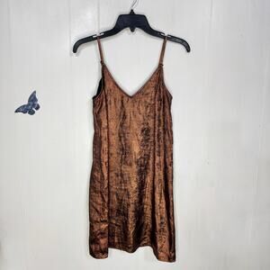 a new day Womens Mini Slip Dress Size XS Metallic Brown Party Rocker Dainty New